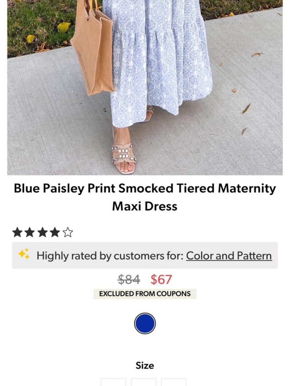 Pinkblush Light Blue Printed Maternity Dress - Picture 2 of 3